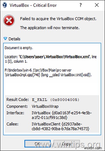 【解決済み】VirtualBoxの「ドキュメントが空です」エラーを修正する2つの方法