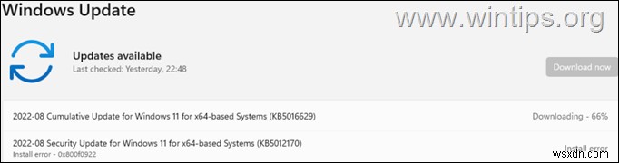 【解決済み】Windows 10/11でKB5012170のインストールに失敗する(エラー0x800f0922)原因と対処法