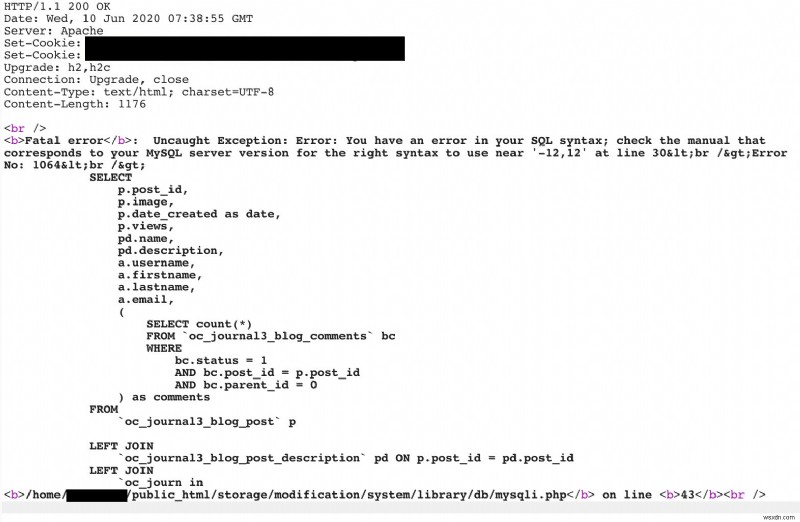 Journal OpenCartテーマ3.1.0におけるSQLエラーによる機密データ漏洩の脆弱性(CVE-2020-15478)- 今すぐアップデートを