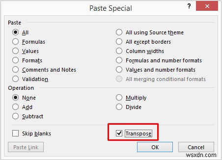 Excelで縦の列を横の行に変更する6つの簡単な方法