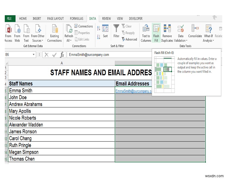 【Excel】フラッシュフィルとTEXT関数で1つの列からメールアドレスを一括作成する方法