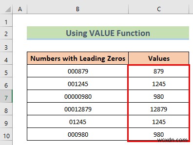 Excelで先頭のゼロを削除する8つの簡単な方法