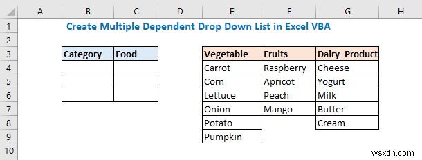 Excel VBAで複数の連動型ドロップダウンリストを作成する3つの方法