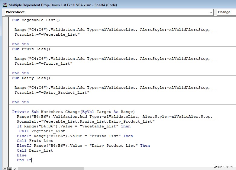 Excel VBAで複数の連動型ドロップダウンリストを作成する3つの方法