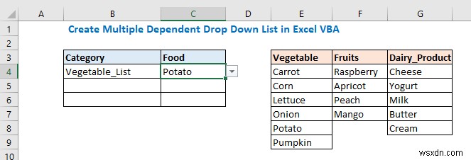 Excel VBAで複数の連動型ドロップダウンリストを作成する3つの方法