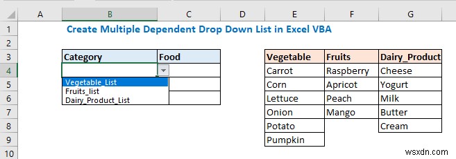 Excel VBAで複数の連動型ドロップダウンリストを作成する3つの方法