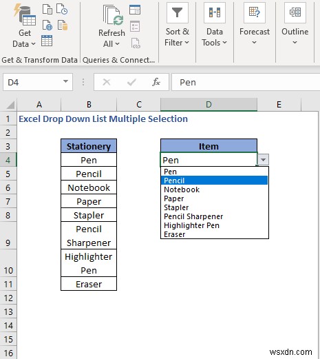 Excelのドロップダウンリストで複数選択する方法(3つのテクニック)