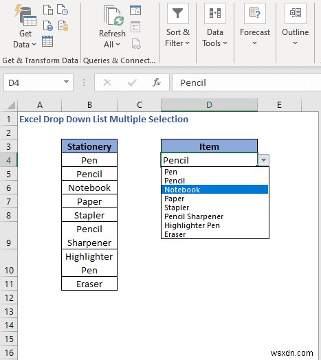 Excelのドロップダウンリストで複数選択する方法(3つのテクニック)