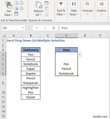 Excelのドロップダウンリストで複数選択する方法(3つのテクニック)