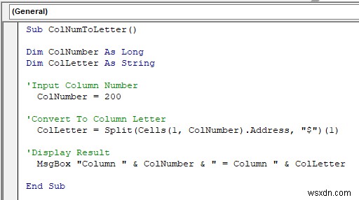Excel VBAで列番号を列文字に変換する3つの方法