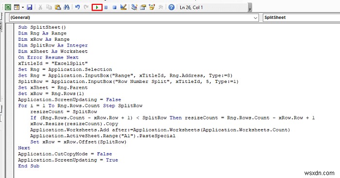 【Excel VBA】シートを行単位で複数のシートに自動分割する方法