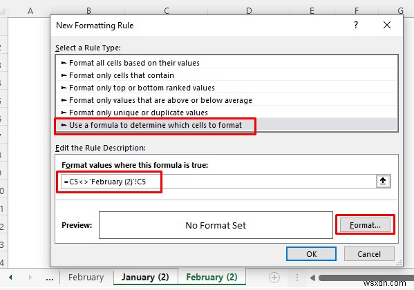 Excelで2つのシートを比較して差分を強調表示する7つの方法
