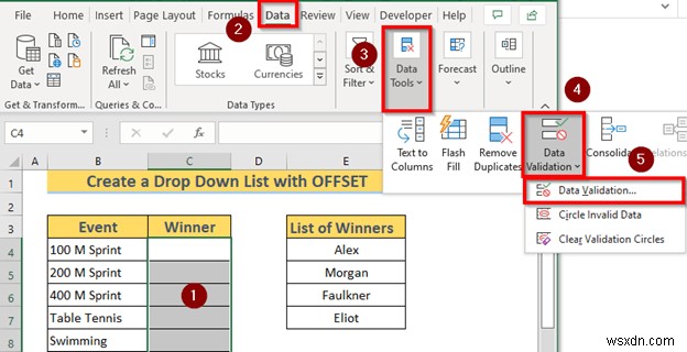 ExcelのOFFSET関数で動的なドロップダウンリストを作成する3つの方法