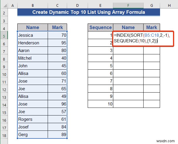 Excelで動的なトップ10リストを作成する8つの方法