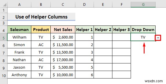 【Excel】選択内容に応じてデータを抽出するドロップダウンフィルターの作成方法4選
