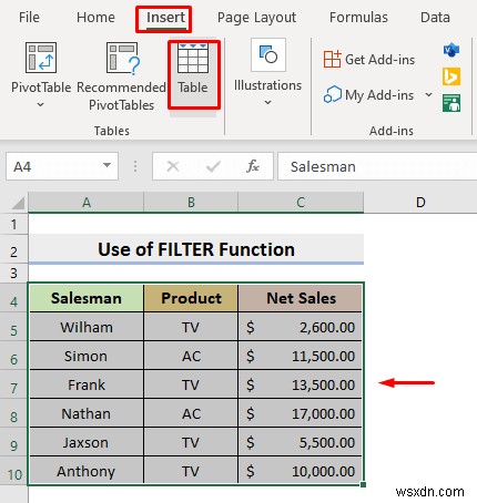 【Excel】選択内容に応じてデータを抽出するドロップダウンフィルターの作成方法4選