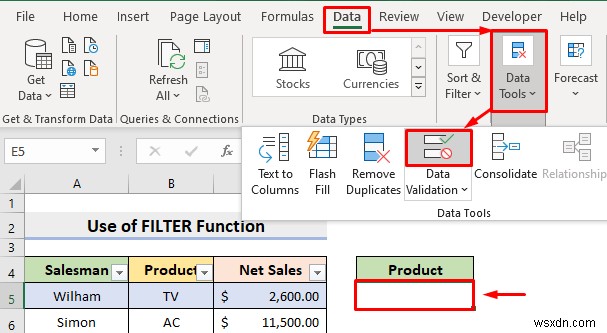 【Excel】選択内容に応じてデータを抽出するドロップダウンフィルターの作成方法4選