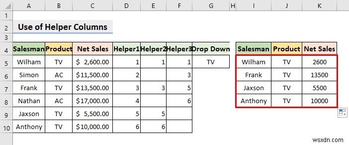 【Excel】選択内容に応じてデータを抽出するドロップダウンフィルターの作成方法4選