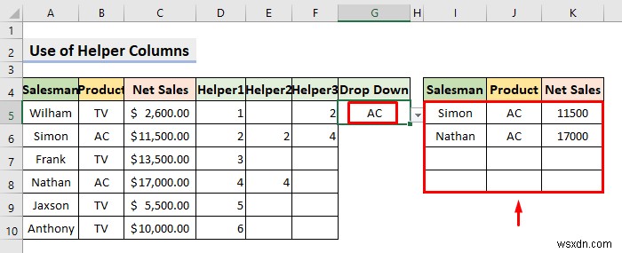 【Excel】選択内容に応じてデータを抽出するドロップダウンフィルターの作成方法4選