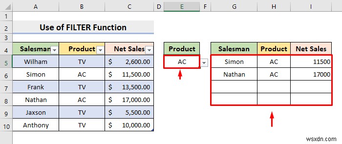 【Excel】選択内容に応じてデータを抽出するドロップダウンフィルターの作成方法4選