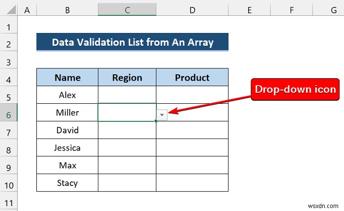 Excel VBAで配列からデータの入力規則リスト(ドロップダウンリスト)を作成する方法