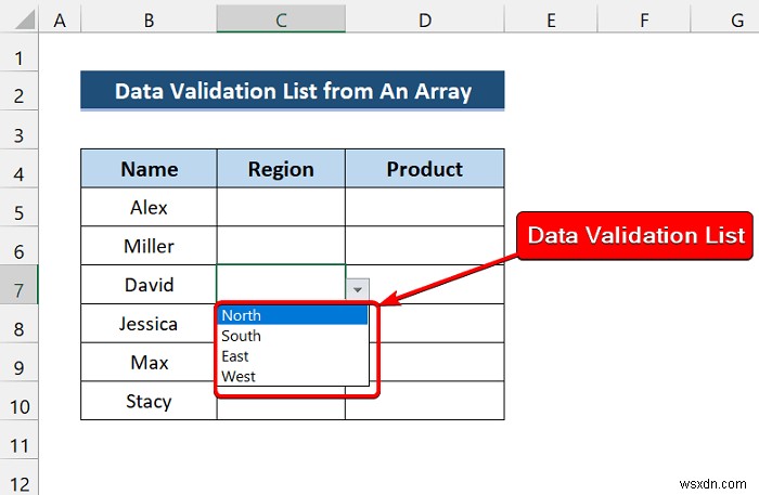 Excel VBAで配列からデータの入力規則リスト(ドロップダウンリスト)を作成する方法
