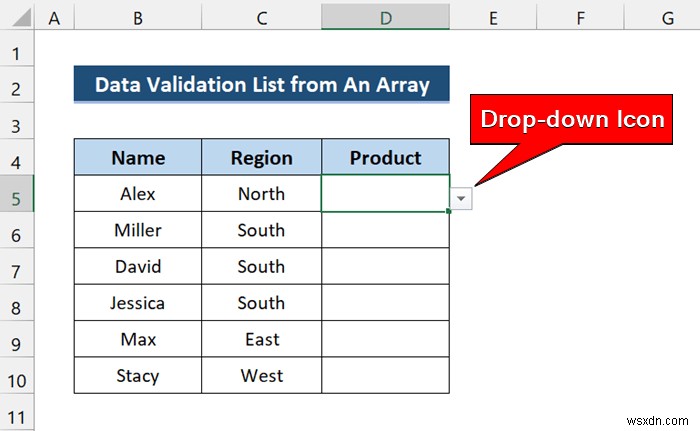 Excel VBAで配列からデータの入力規則リスト(ドロップダウンリスト)を作成する方法