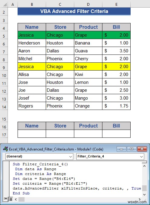 Excel VBAで詳細フィルターの条件を使う方法|実例6選