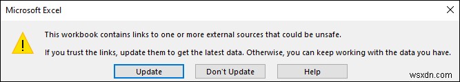 【解決】Excelの「リンクの自動更新が無効にされました」警告を消す方法