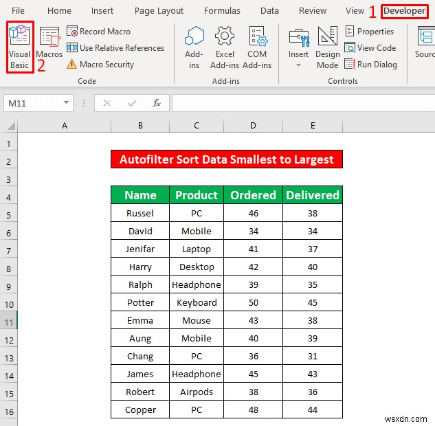 【Excel VBA】オートフィルタでデータを昇順（最小→最大）に並べ替える3つの方法