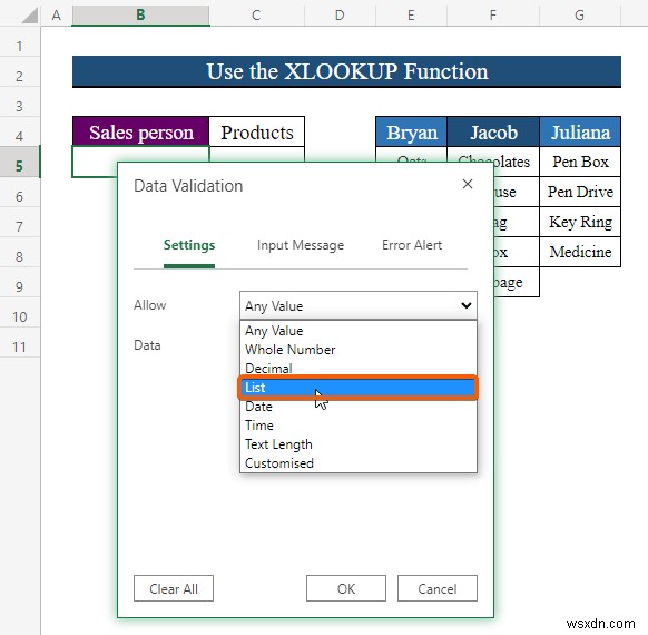 Excelでセルの値に基づいてドロップダウンリストを動的に変更する2つの方法