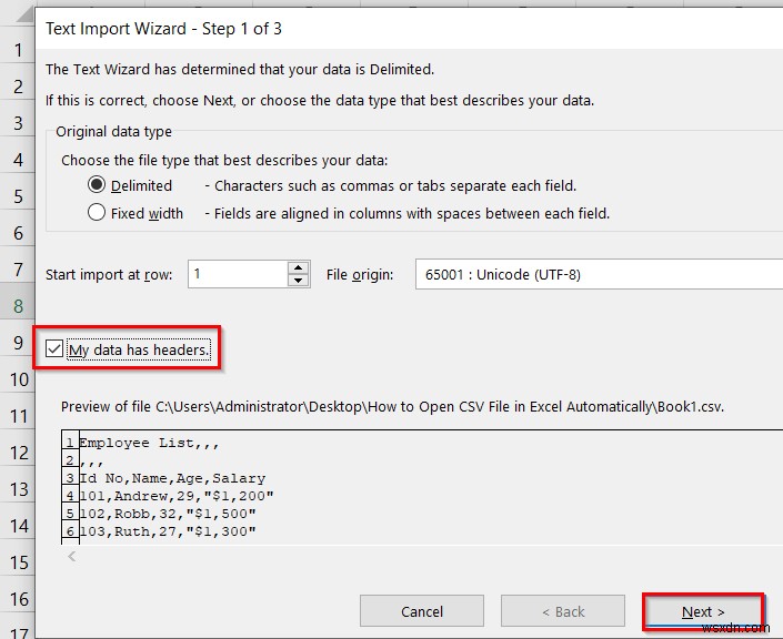 CSVファイルをExcelで列を分けて自動的に開く3つの方法