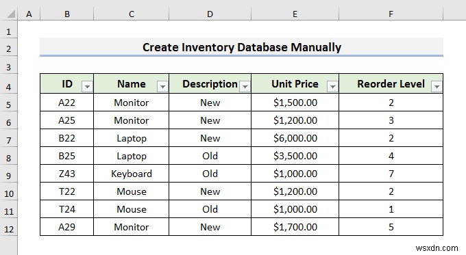 Excelで在庫データベースを作成する3つの簡単な方法