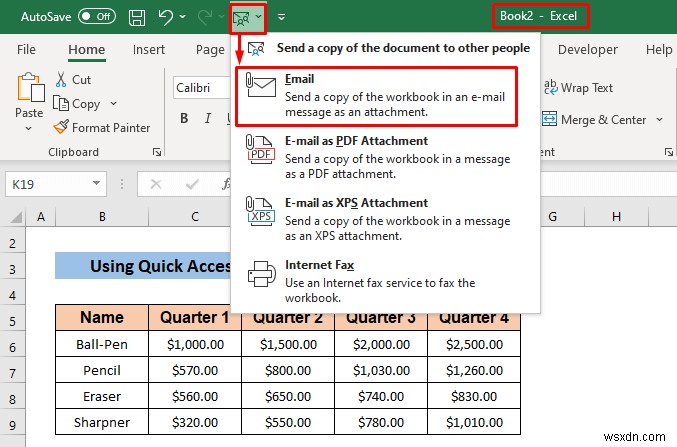 編集可能なExcelスプレッドシートをメールで送信する3つの簡単な方法