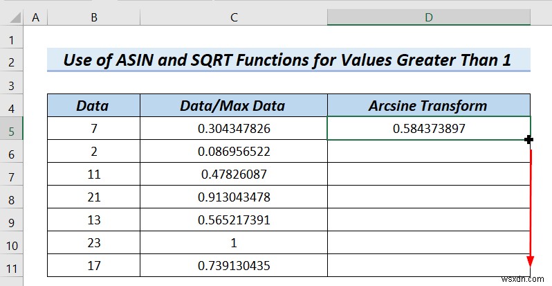Excelでデータをアークサイン変換する4つの実用的な方法