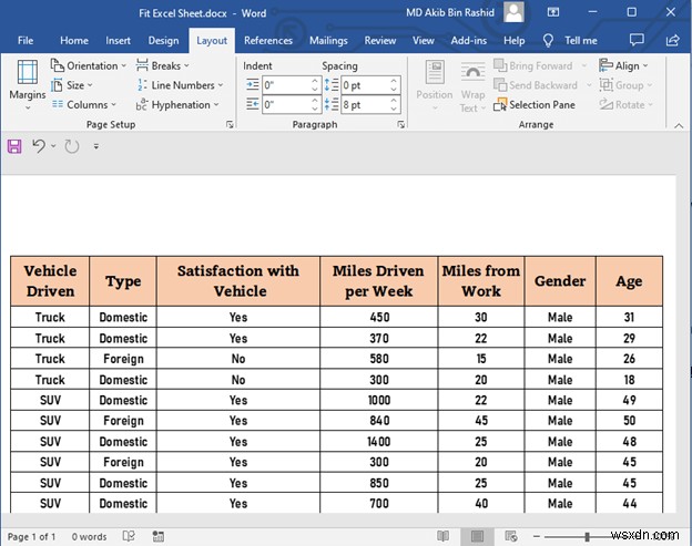 Word で Excel シートを 1 ページに収める方法(3 つの簡単なテクニック)