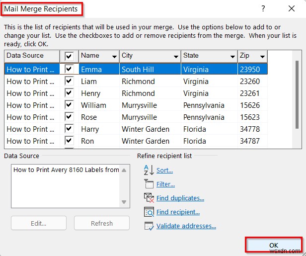 Excel から Avery 8160 ラベルを印刷する方法｜Word の差し込み印刷で簡単2ステップ
