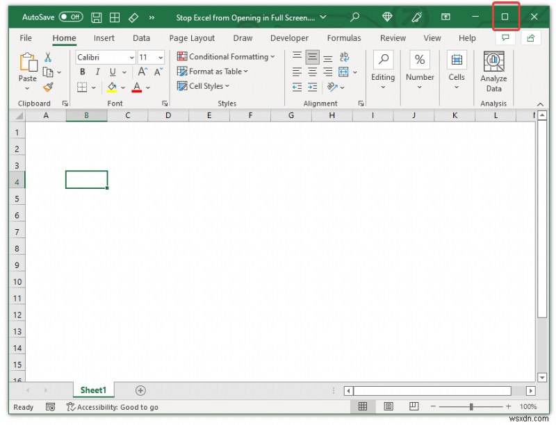 Excelが全画面表示で開かないようにする4つの方法