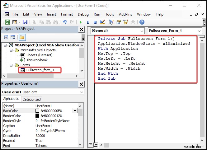 Excel VBAでユーザーフォームを全画面表示する4つの簡単な方法