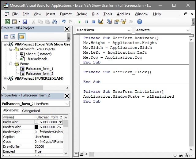 Excel VBAでユーザーフォームを全画面表示する4つの簡単な方法