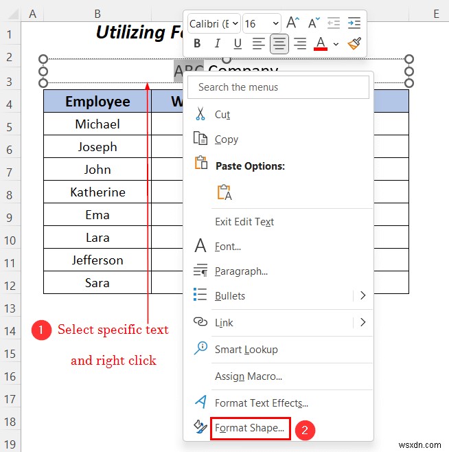 Excelでテキストボックス内のテキストを強調表示する3つの方法