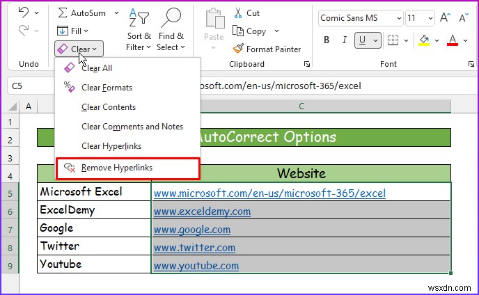 【解決済み】Excelで「ハイパーリンクの削除」が表示されないときの対処法2選
