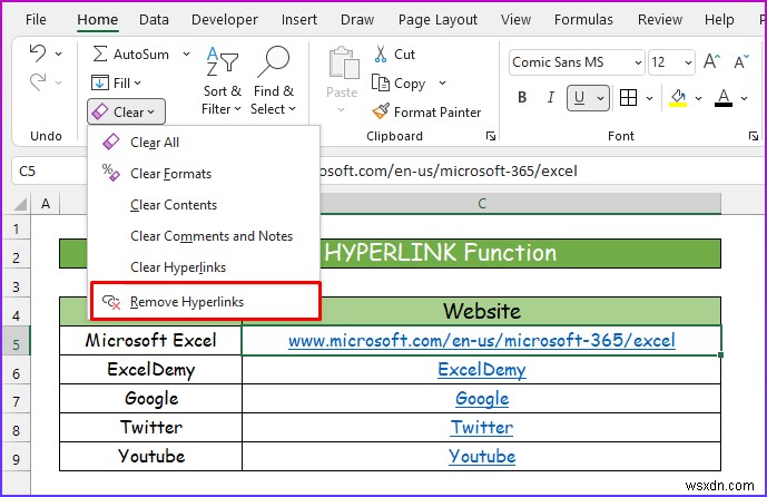 【解決済み】Excelで「ハイパーリンクの削除」が表示されないときの対処法2選