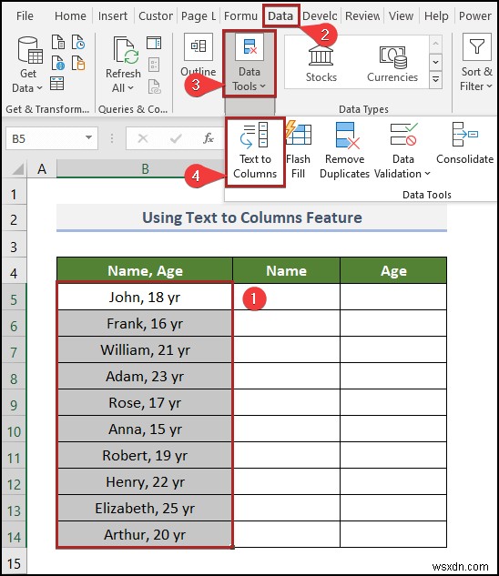 Excelで元データを上書きせずにテキストを列に分割する5つの方法
