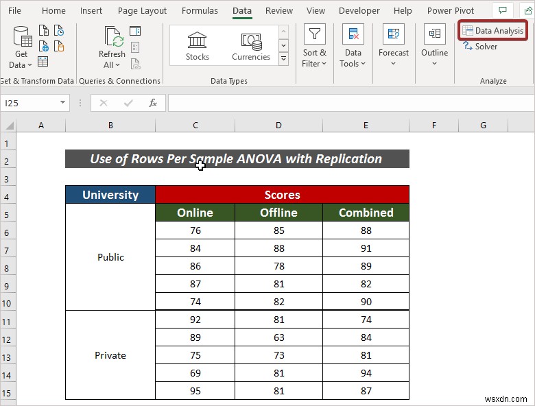 Excelでサンプルごとの行数を指定したANOVA（分散分析）を実行する2つの簡単な方法