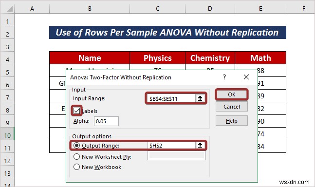 Excelでサンプルごとの行数を指定したANOVA（分散分析）を実行する2つの簡単な方法