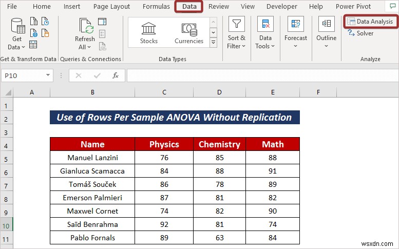 Excelでサンプルごとの行数を指定したANOVA（分散分析）を実行する2つの簡単な方法