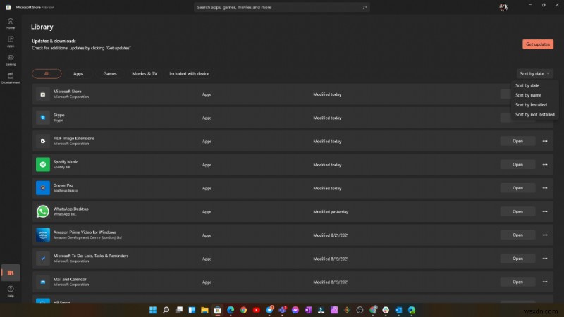 Windows 11のMicrosoft Storeがアップデート、ライブラリに本格的な並べ替えオプションがついに登場