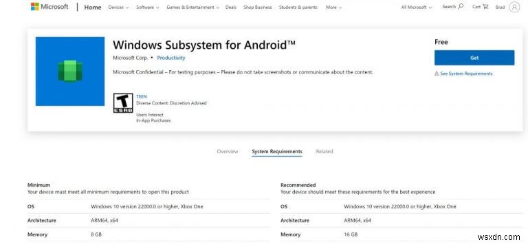 Windows 11 の Microsoft Store に「Windows Subsystem for Android」のプレースホルダーが出現