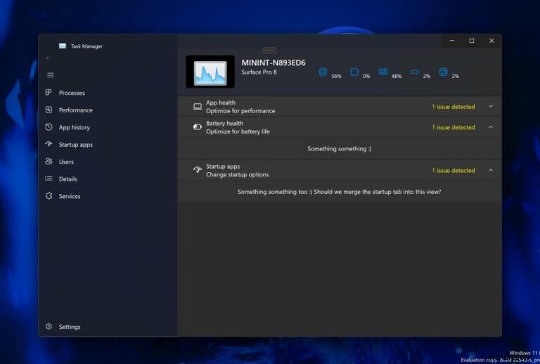 Windows 11のタスクマネージャーに「バッテリー状態」「アプリ状態」機能が追加される可能性